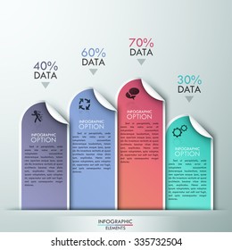 Abstract infographics template design with numbered paper elements - vector illustration. Business concept with four options, parts, steps or processes.