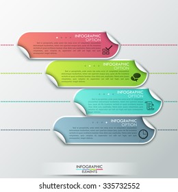 Abstract infographics template design with paper ribbons - vector illustration. Business concept with four options, parts, steps or processes.