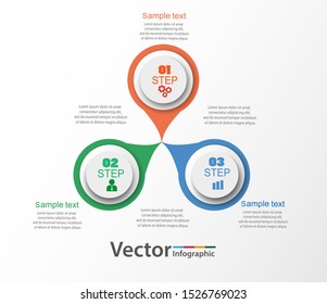 Abstract infographics template with three steps and options. Can be used for workflow layout, diagram, business step options, banner, web design. Vector  eps 10