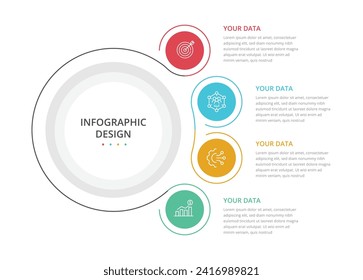 Abstract Infographics Template, Timeline concept with 4 steps, diagram with steps, options, parts or processes
