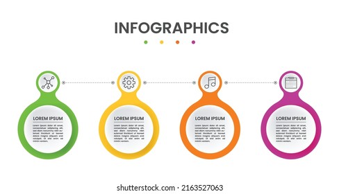Abstract infographics templete circle 4 options template. Business infographic templet with Four icons. For presentation. Vector illustration.