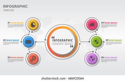 Abstract infographics templete circle 6 options template. Vector illustration.