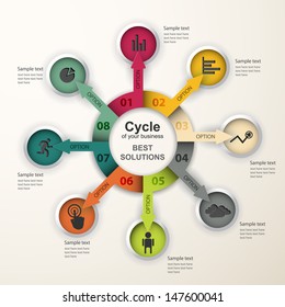 Abstract infographics. Vector data pattern of cyclical processes, stages. Creative design.