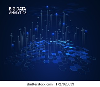 Abstract infographics visualization. Big data code representation. Futuristic network or business analytics. Graphic concept for your design.