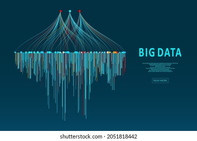 Abstract infographics visualization. Big data code representation. Futuristic network or business analytics. Graphic concept for your design.