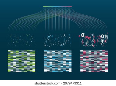 Abstract infographics visualization. Big data code representation. Futuristic network or business analytics. Graphic concept for your design