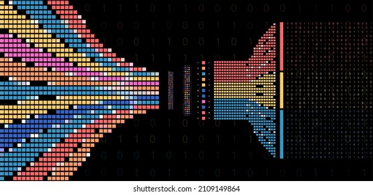 Abstract infographics visualization. Big data code representation. Futuristic network or business analytics. Graphic concept for your design