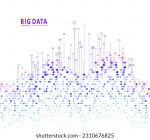 Abstract infographics visualization. Big data code representation. Futuristic network or business analytics. Graphic concept for your design.