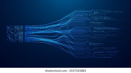 Abstract infographics visualization. Big data code representation. Futuristic network or business analytics. Graphic concept for your design.