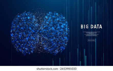 Abstract infographics visualization. Big data code representation. Futuristic network or business analytics. Graphic concept for your design.