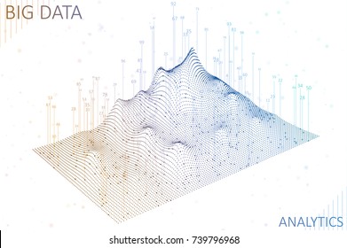 Abstract infographics visualization. Big data code representation. Futuristic network or business analytics. Graphic concept for your design