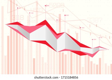 Abstract infographics visualization. Business chart graph with lines of lowering. Corona virus economic impact for business analytics. Graphic concept for your design