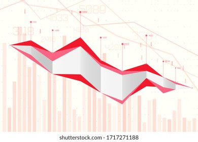 Abstract infographics visualization. Business chart graph with lines of lowering. Corona virus economic impact for business analytics. Graphic concept for your design