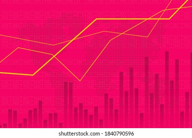 Visualización de infografías abstractas. Gráfico de gráfico de negocios con tres líneas de aumento. Futurista red o análisis de negocios. Concepto gráfico para su diseño