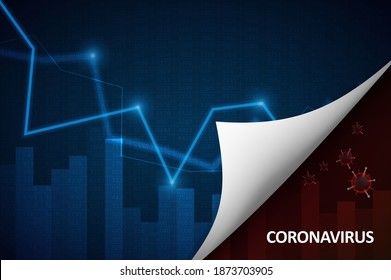 Abstract infographics visualization. Business chart graph with lines of lowering. Corona virus economic impact for business analytics. Graphic concept for your design