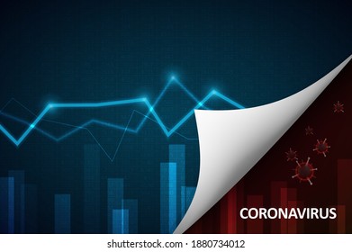 Visualización de infografías abstractas. Gráfico de gráficos de negocios con líneas de disminución. Impacto económico del virus Corona para análisis de negocios. Concepto gráfico para su diseño