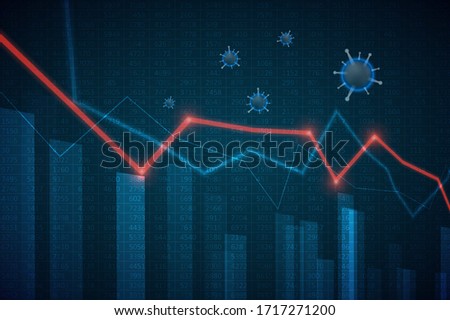 Abstract infographics visualization. Business chart graph with lines of lowering. Corona virus economic impact for business analytics. Graphic concept for your design