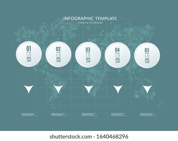 Abstract infographics visualization. Design circles with numbers and your text. Futuristic network or business analytics. Graphic concept for your design.
