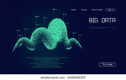 Abstract infographics visualization. Landing page for a website. Big data code representation. Futuristic network or business analytics. Graphic concept for your design.