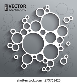 Abstract infographics white circles with shadow on grey background. RGB EPS10 vector illustration