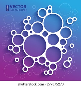 Abstract infographics white circles with shadow on blue and purple background. RGB EPS10 vector illustration