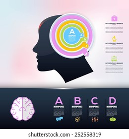 Abstract Infograpics Elements Human Brain Health and Capacity Concept Vector Design