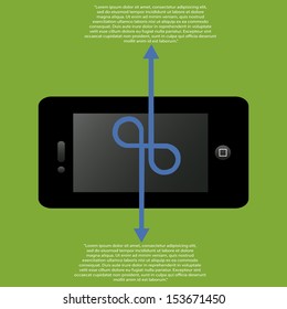 abstract information of cellphone on green background