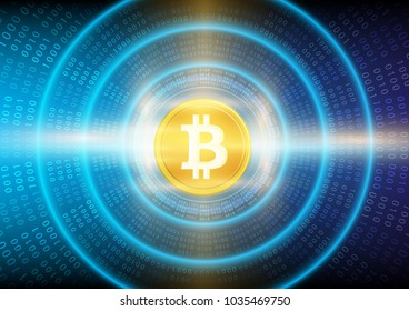 Abstract information and the future of technology. Cryptocurrency bitcoin with cycle of binary codes .