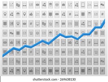 Abstract information technology analysis vector illustration for predictive analytics or business intelligence within marketing or finance, symbol of a positive growth chart