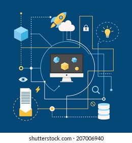 Abstract information technology concept for web and print. Vector illustration, infographics elements 