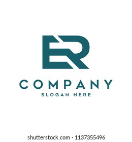Abstract inisial E R logo design inspiration
