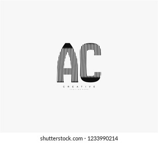 abstract initial AC letter geometric zebra stripes lines logotype