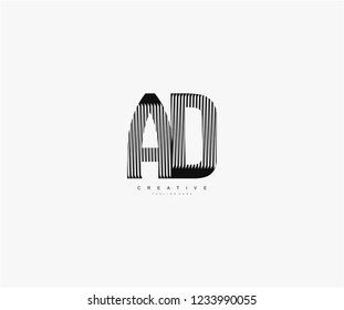 abstract initial AD letter geometric zebra stripes lines logotype