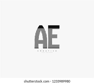 abstract initial AE letter geometric zebra stripes lines logotype