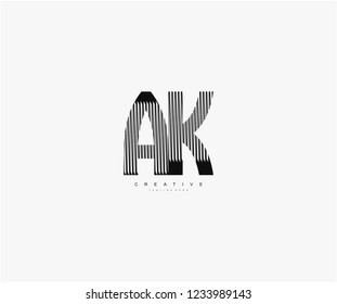 abstract initial AK letter geometric zebra stripes lines logotype