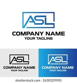 Abstract initial ASL letter, geometric typography, modern vector logo design