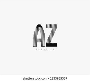 abstract initial AZ letter geometric zebra stripes lines logotype