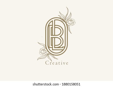 Abstract Initial B and L Logo, Monogram with floral frame, usable for brand, card and invitation, logo design template element,vector illustration
