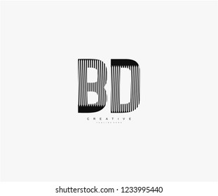 abstract initial BD letter geometric zebra stripes lines logotype