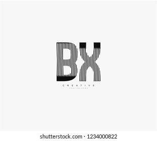 abstract initial BX letter geometric zebra stripes lines logotype