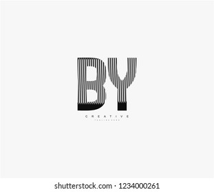 abstract initial BY letter geometric zebra stripes lines logotype