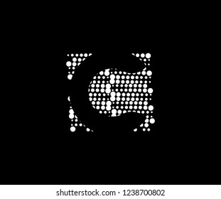 Abstract Initial C Letter Silhouette Square Dots Logotype
