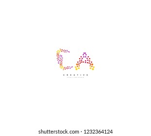 Abstract Initial CA Letter Trendy Gradation Techno Dots Circle Logotype