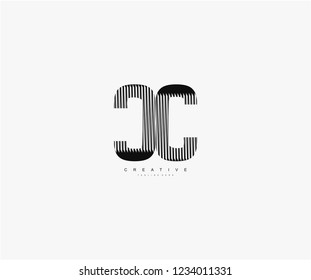 abstract initial CC letter geometric zebra stripes lines logotype