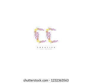 Abstract Initial CC Letter Trendy Gradation Techno Dots Circle Logotype
