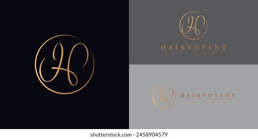 Abstract initial circle letter H or HH logo in luxury gold color isolated on multiple background colors. The logo is suitable for beauty and spa salon company icon logo design inspiration templates.