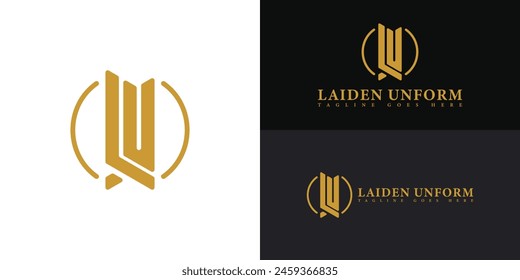Abstract initial circle letter LU or UL logo in luxurious gold color isolated on multiple background colors. The logo is suitable for clothing brand company icon logo design inspiration templates.