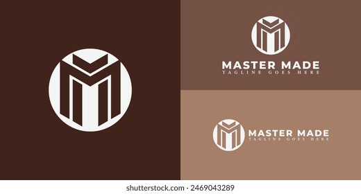 Abstract initial circle letter M or MM logo in white color isolated on multiple background colors. The logo is suitable for furniture-flipping business logo design inspiration templates.