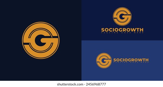 Abstract initial circle letter SG or GS logo in gold color isolated on multiple background colors. The logo is suitable for business and consulting company icon logo design inspiration templates.