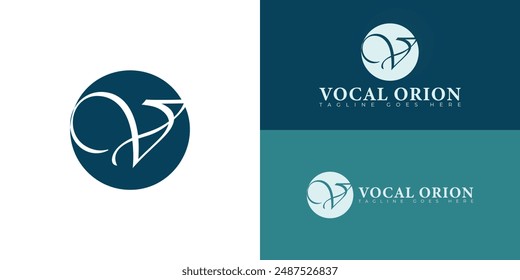 Abstract initial circle letter VO or OV logo in blue color isolated on multiple background colors. The logo is suitable for house brand property logo design inspiration templates.